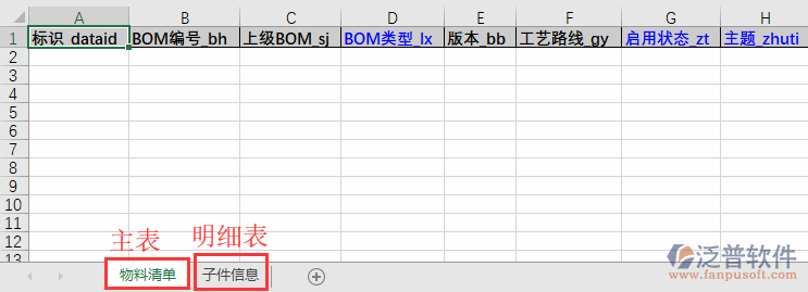 物料清單導(dǎo)入表格