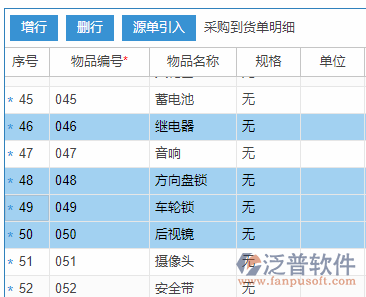 采購到貨明細(xì)刪行