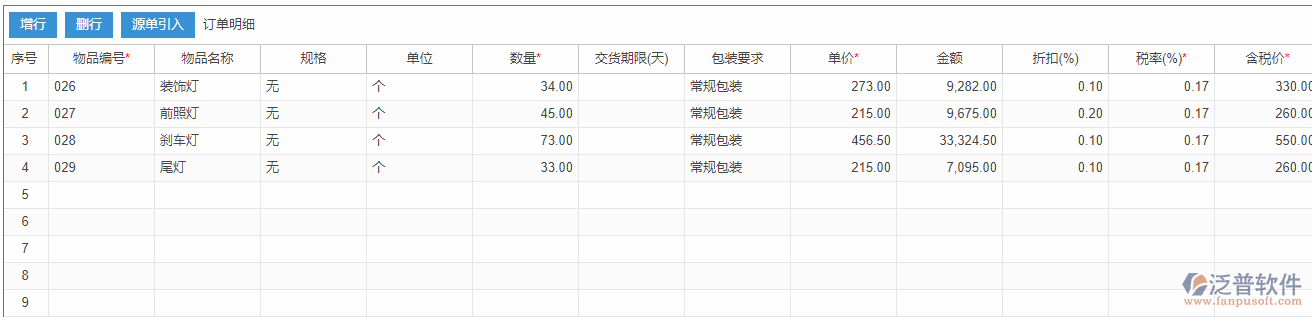 銷售合同明細(xì)源單引入效果訂單