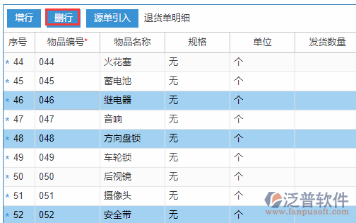 銷售退貨明細(xì)增行