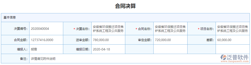 合同決算基本信息