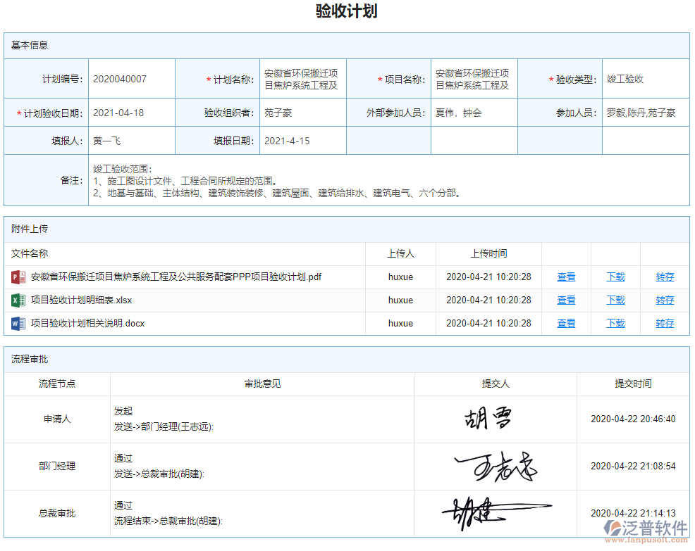 驗(yàn)收計劃