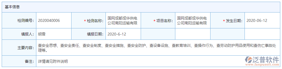 安全檢測基本信息