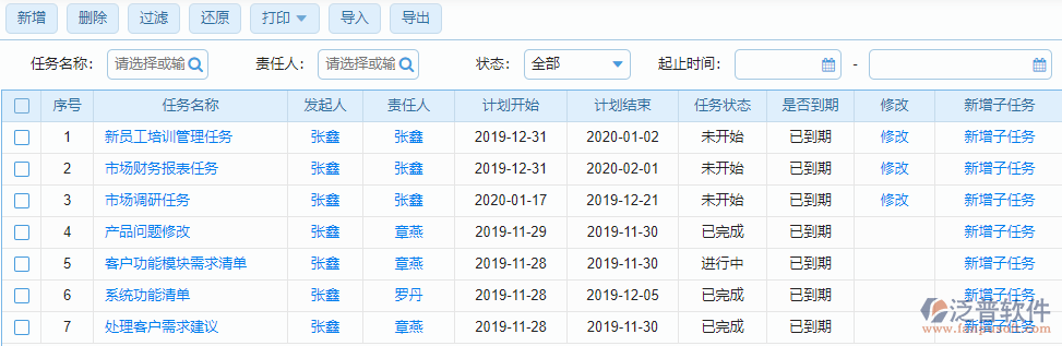 發(fā)起任務(wù)列表