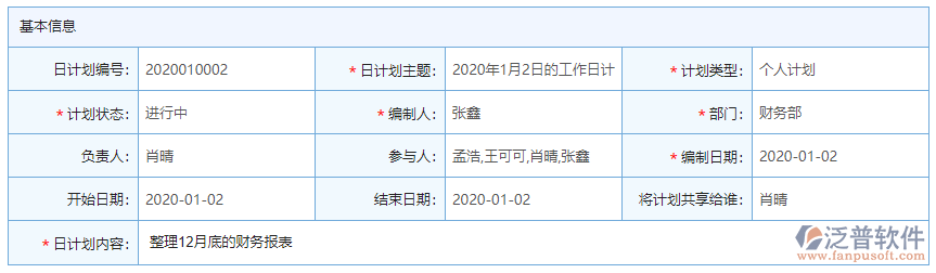 日計(jì)劃基本信息