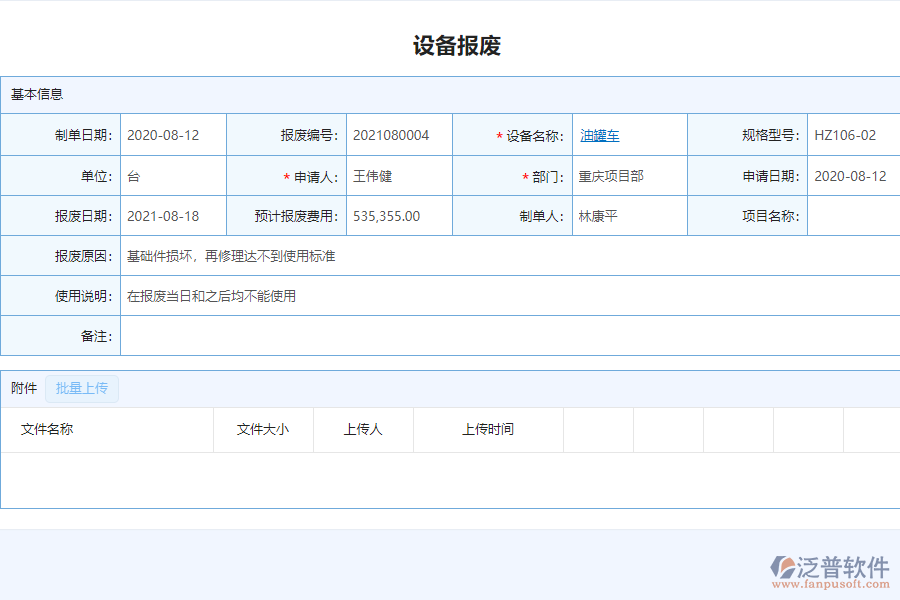 泛普軟件-安裝工程企業(yè)管理系統(tǒng)中設備報廢管理的管控點及作用