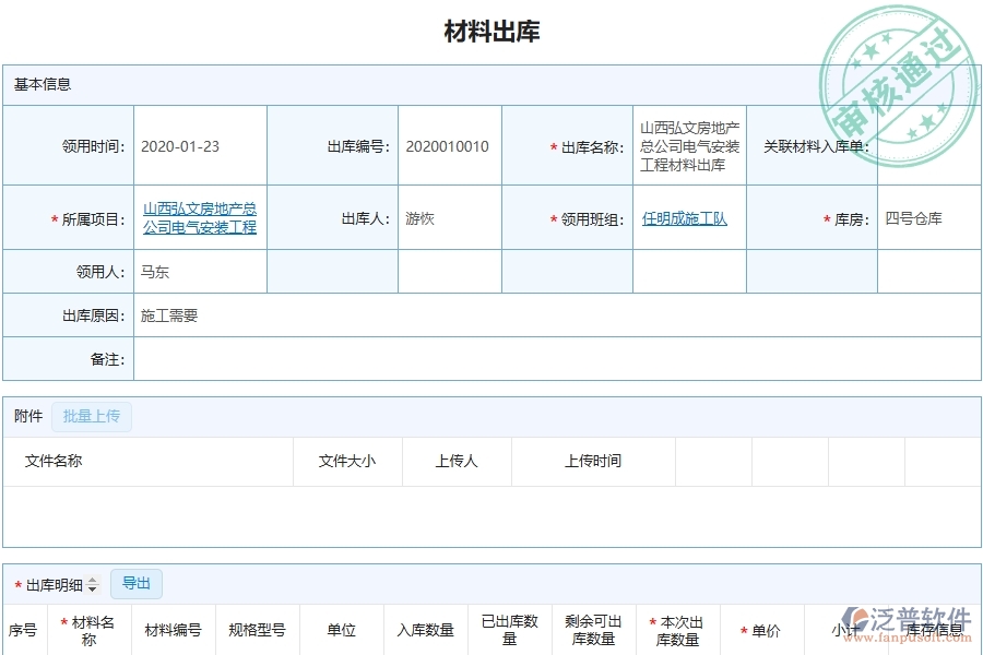 設備安裝工程項目管理系統(tǒng)在材料出庫中的核心功能