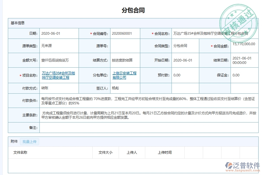 設備安裝工程施工分包合同管理系統(tǒng)的管控點及作用