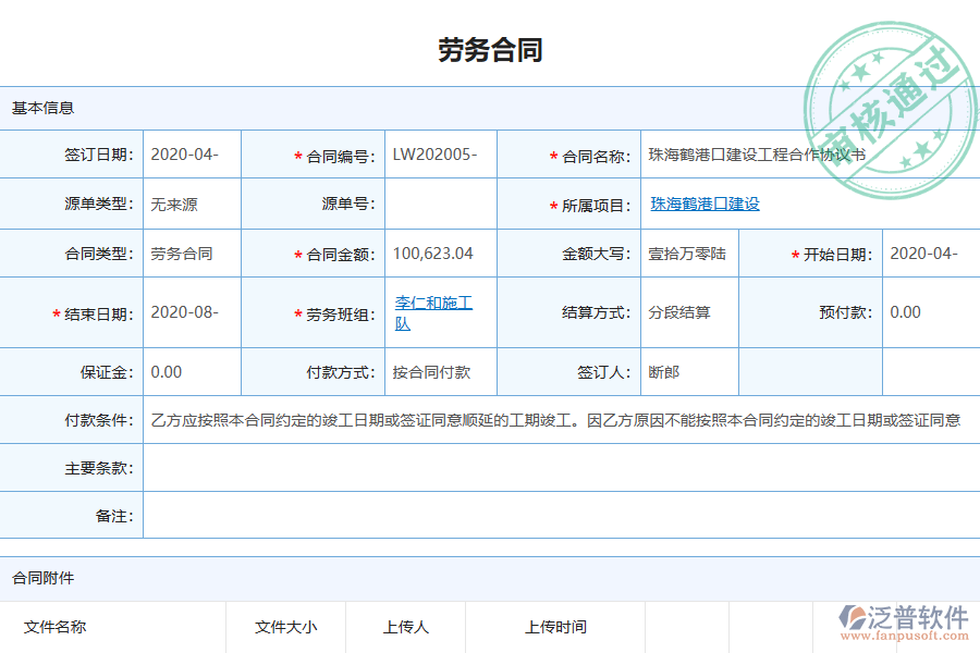 泛普電力工程企業(yè)管理系統(tǒng)如何有效提高勞務(wù)合同管理