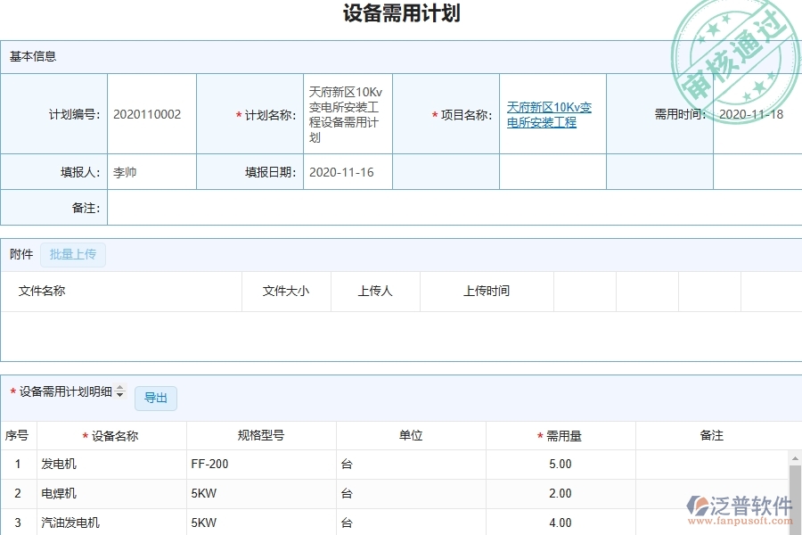 設(shè)備安裝工程項目管理系統(tǒng)在設(shè)備需用計劃中的注意事項