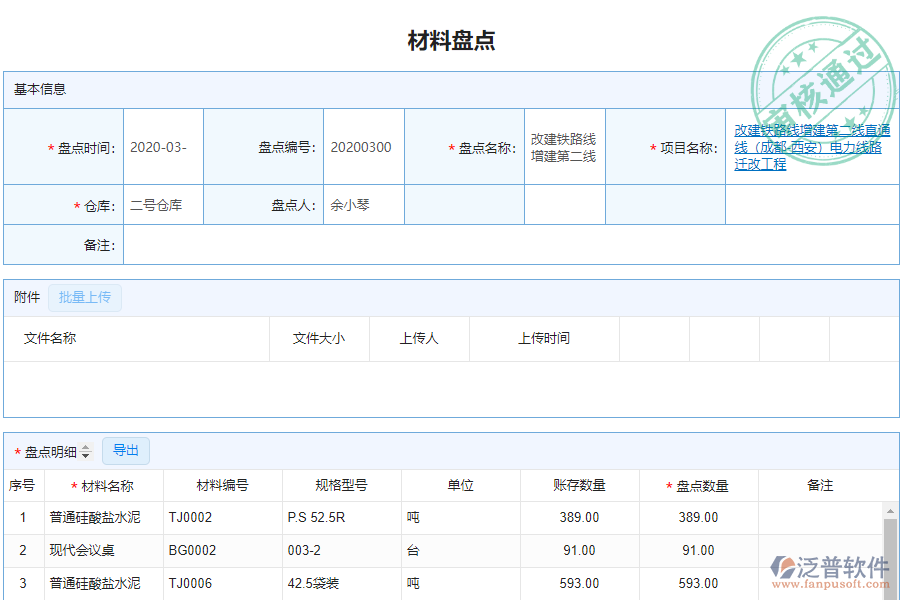 泛普安裝企業(yè)管理系統(tǒng)中材料盤(pán)點(diǎn)明細(xì)查詢的價(jià)值