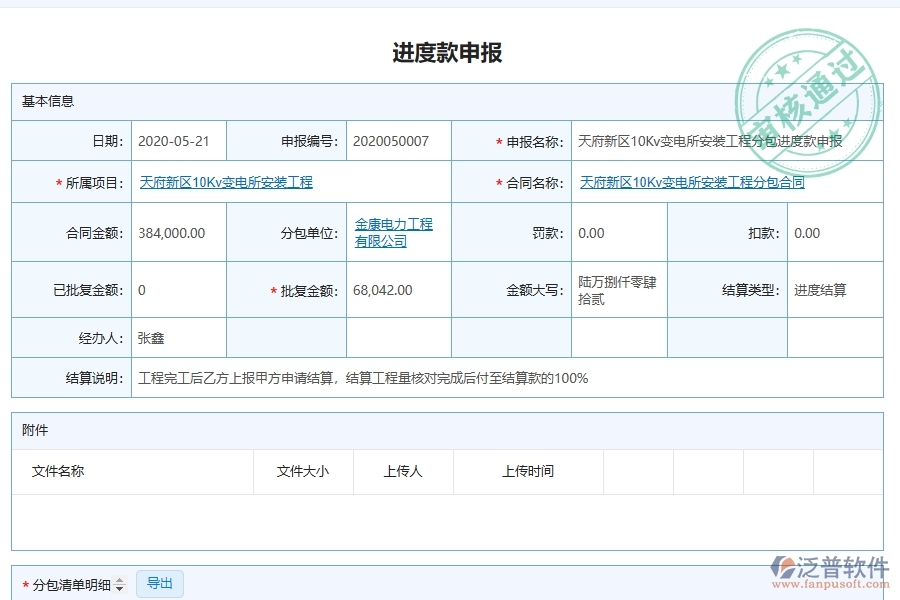 泛普軟件電力工程企業(yè)管理系統(tǒng)在分包進度款申報列表中的價值