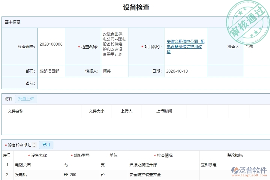 系統(tǒng)在設(shè)備檢查查詢中的管控點(diǎn)及作用