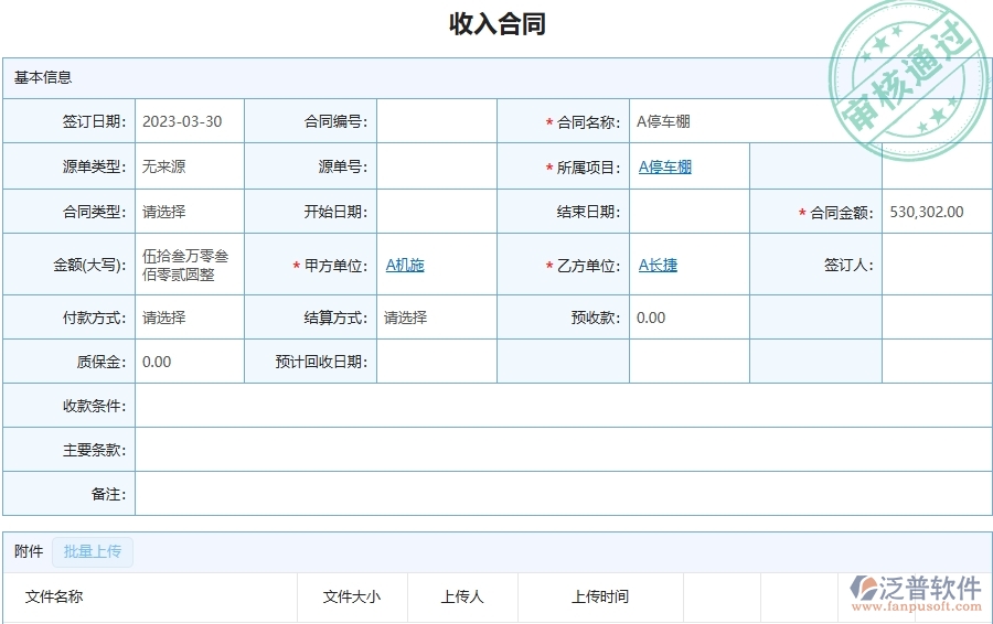 泛普軟件-市政工程管理系統(tǒng)在收入合同報(bào)表中的應(yīng)用場景