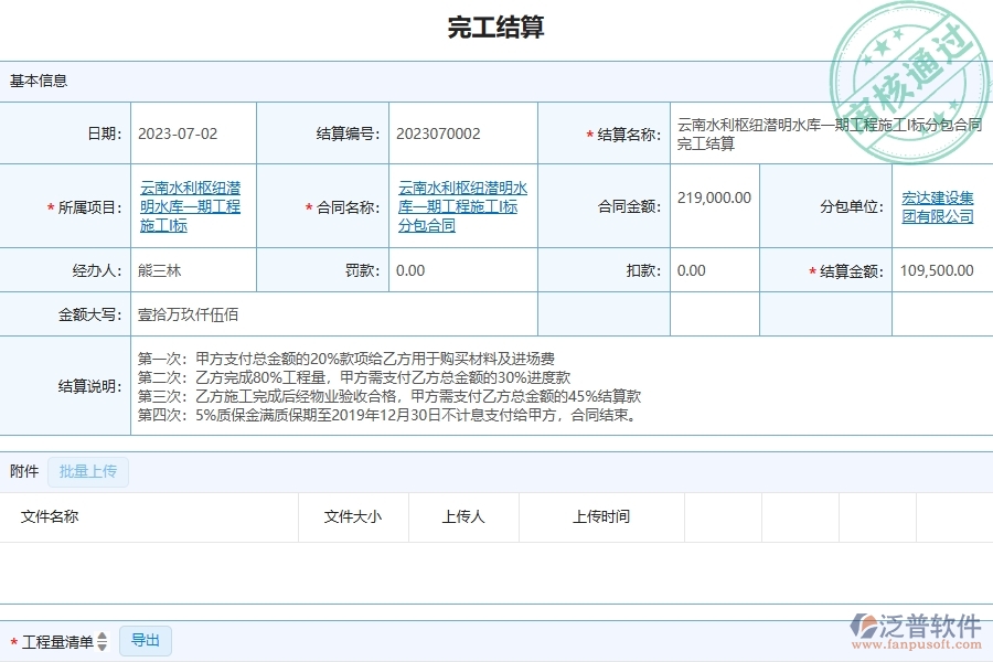 泛普軟件-弱電工程管理系統(tǒng)在完工結(jié)算(分包)中的應(yīng)用場景