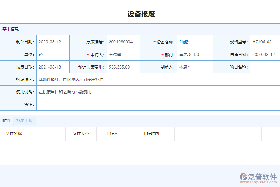 泛普軟件-市政工程企業(yè)項(xiàng)目管理系統(tǒng)中設(shè)備報(bào)廢查詢管理的價(jià)值