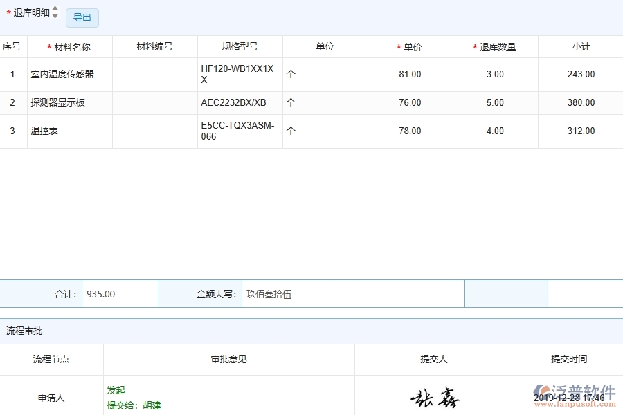 泛普軟件-弱電工程管理系統(tǒng)中材料退庫列表的注意事項