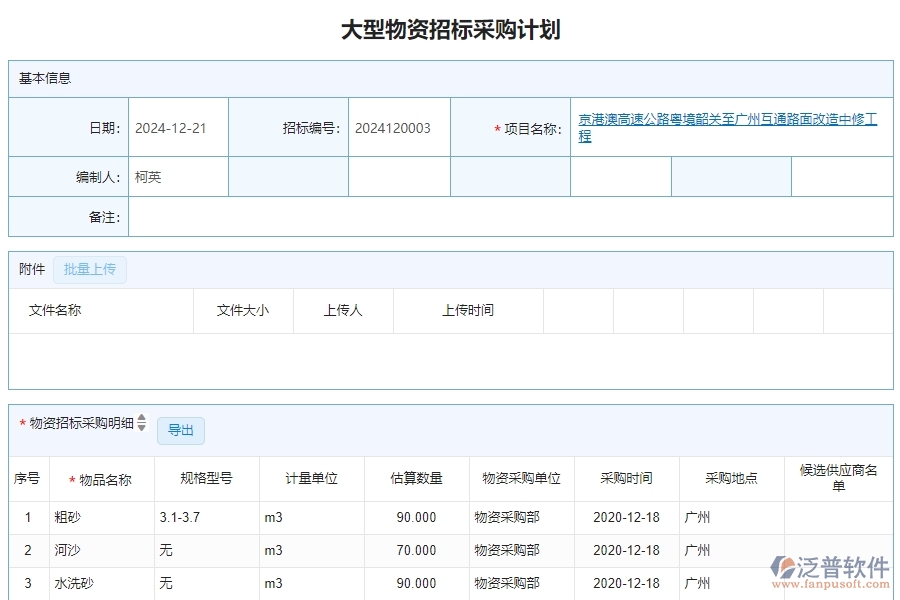 二、泛普軟件-公路工程系統(tǒng)如何解決企業(yè)大型物資招標(biāo)采購計劃管理的痛點