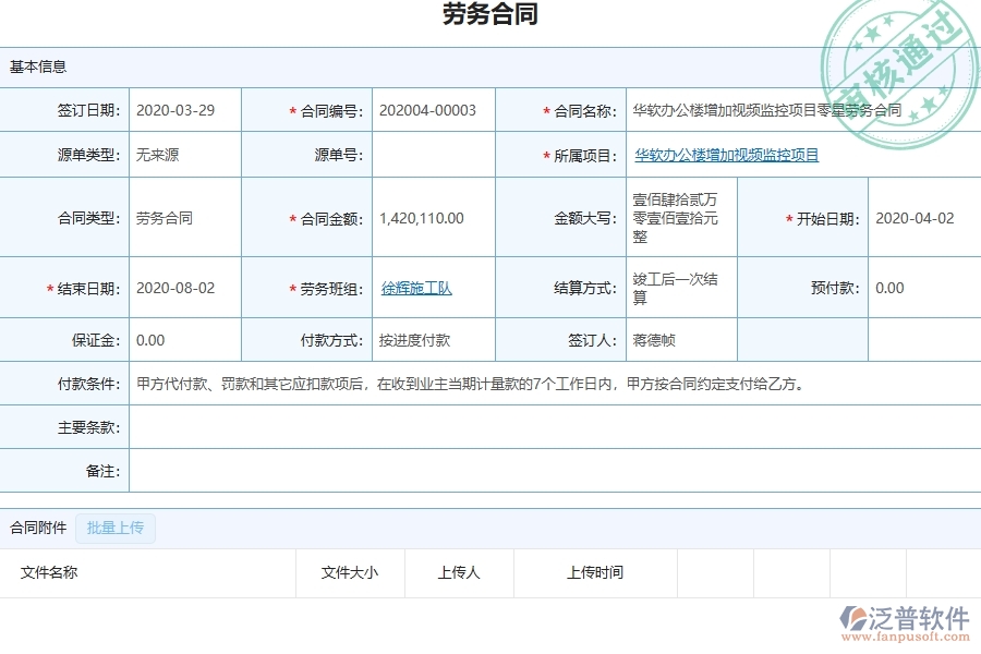 泛普軟件-園林工程管理系統(tǒng)中勞務(wù)合同、進度款、付款、結(jié)算占比的競爭優(yōu)勢