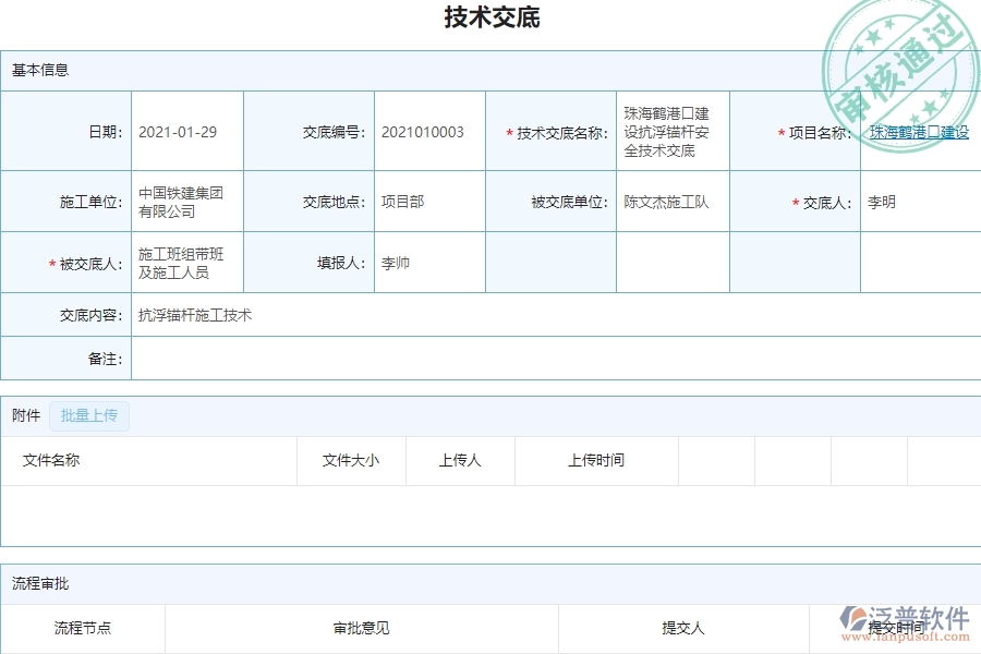 泛普軟件-市政工程企業(yè)管理系統(tǒng)如何有效提高施工過程管理中的技術交底