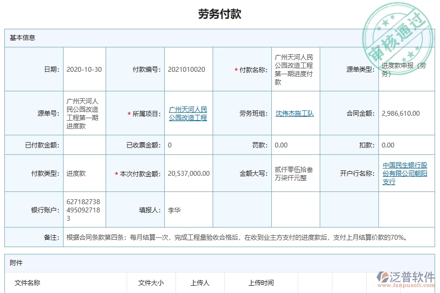 泛普軟件-市政工程企業(yè)管理系統(tǒng)中勞務付款的管控點及價值