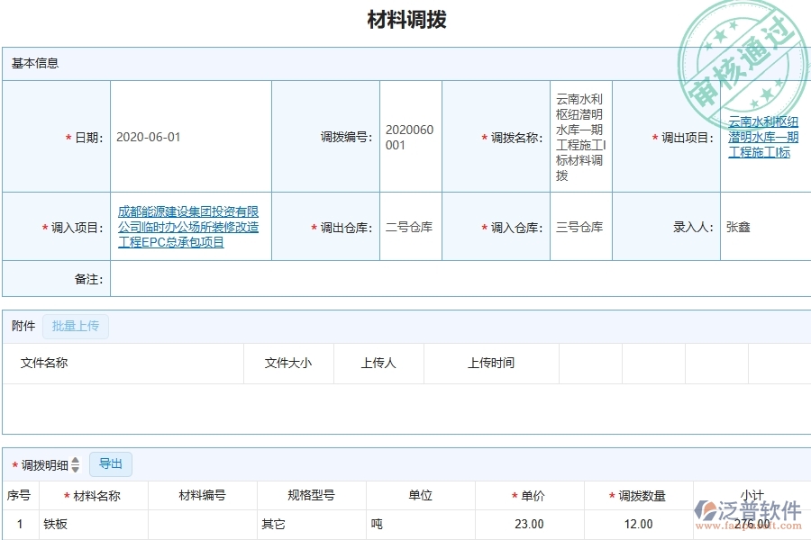 三、泛普軟件-機(jī)電工程管理系統(tǒng)中材料調(diào)撥的幾個(gè)優(yōu)勢(shì)是什么