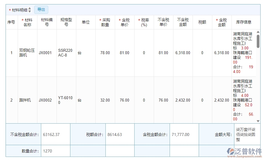 四、幕墻工程企業(yè)使用泛普軟件-材料合同明細(xì)查詢(xún)管理系統(tǒng)的好處