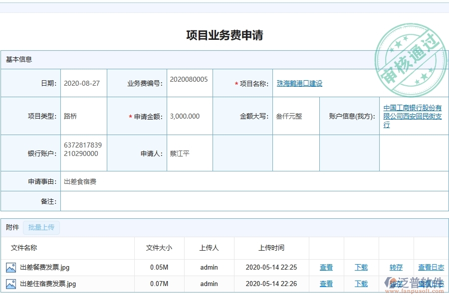 泛普軟件-路橋工程項目管理系統(tǒng)在項目業(yè)務(wù)費申請中的方案