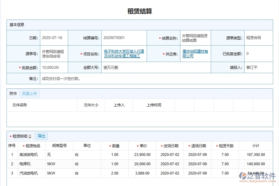 泛普軟件-市政工程企業(yè)管理系統(tǒng)中機械設備租賃與結(jié)算管理的管控點及作用