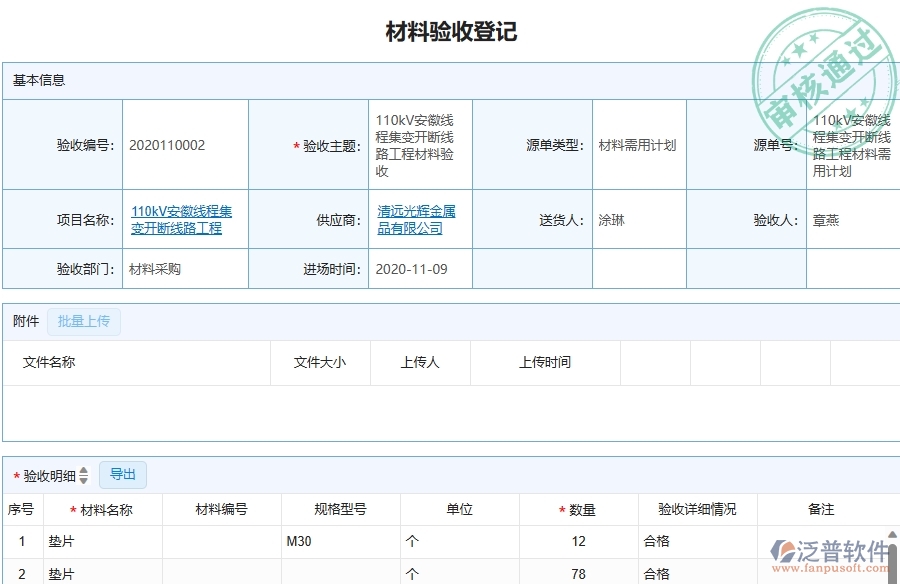 三、泛普軟件-機電工程企業(yè)在材料驗收登記中的框架設(shè)計思路