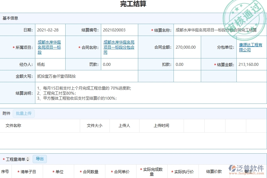 泛普軟件-市政工程管理系統(tǒng)中完工結(jié)算(分包)的注意事項(xiàng)