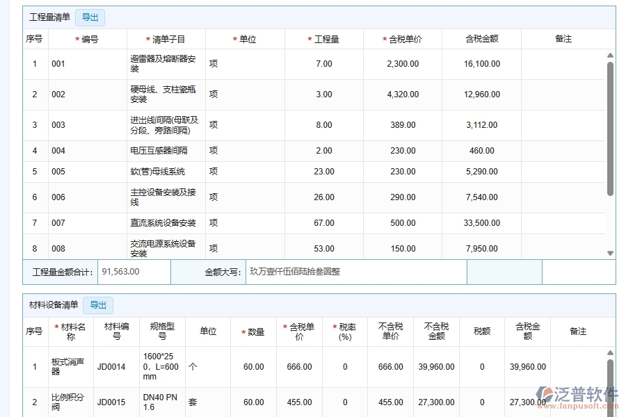 泛普軟件-弱電工程企業(yè)管理系統(tǒng)中直接成本預(yù)算管理主要功能