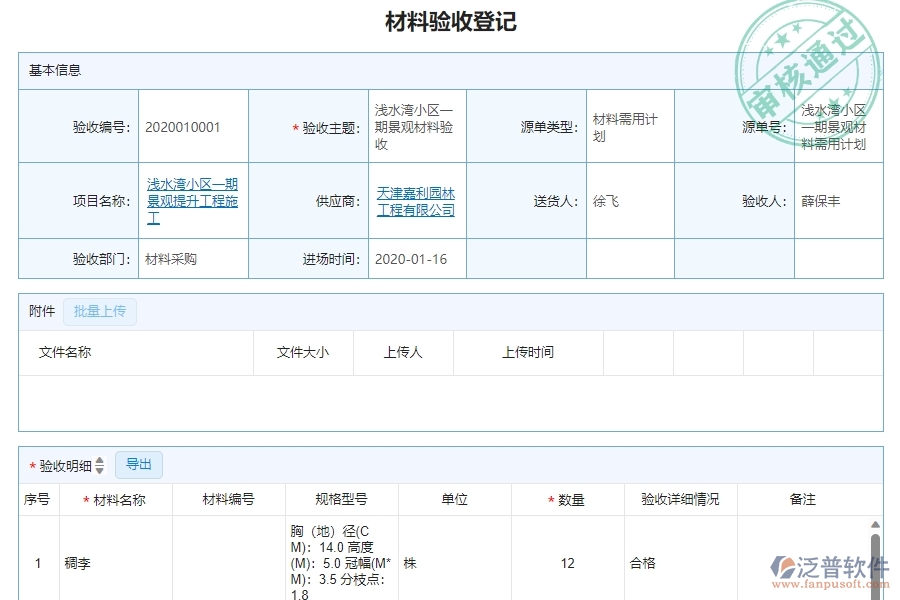 二、泛普軟件-機(jī)電工程企業(yè)材料驗(yàn)收明細(xì)查詢(xún)管理系統(tǒng)的管控點(diǎn)