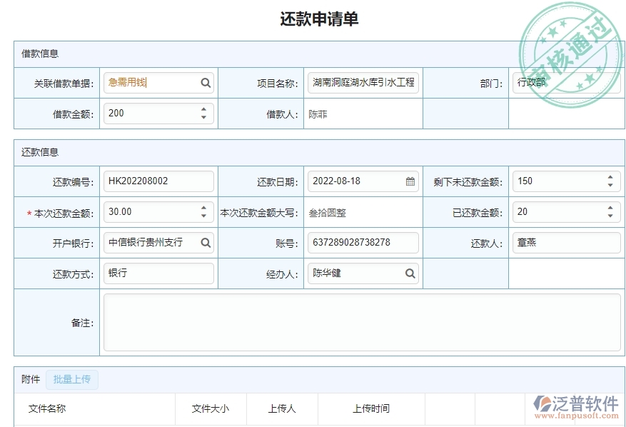 三、泛普軟件-弱電工程企業(yè)管理系統(tǒng)的還款申請列表的管控點及作用