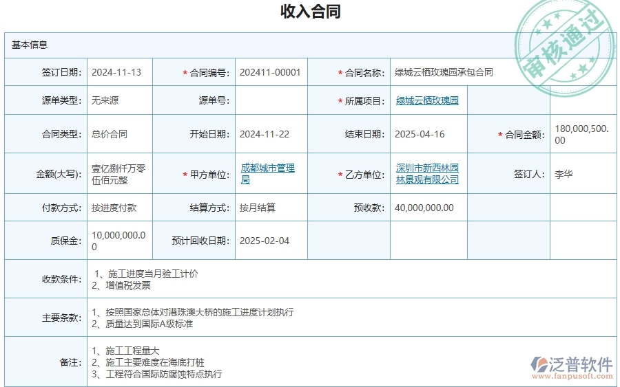 三、泛普軟件-幕墻工程企業(yè)管理系統(tǒng)中項目運營成本表的核心功能