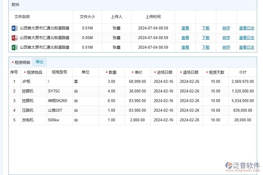 泛普軟件-路橋工程企業(yè)管理系統(tǒng)中租賃結(jié)算的管控點(diǎn)及作用