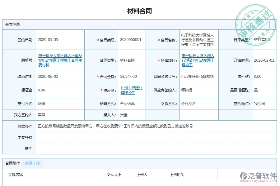 泛普軟件-市政工程企業(yè)管理系統(tǒng)如何有效提升企業(yè)中的材料采購(gòu)合同材料明細(xì)管理