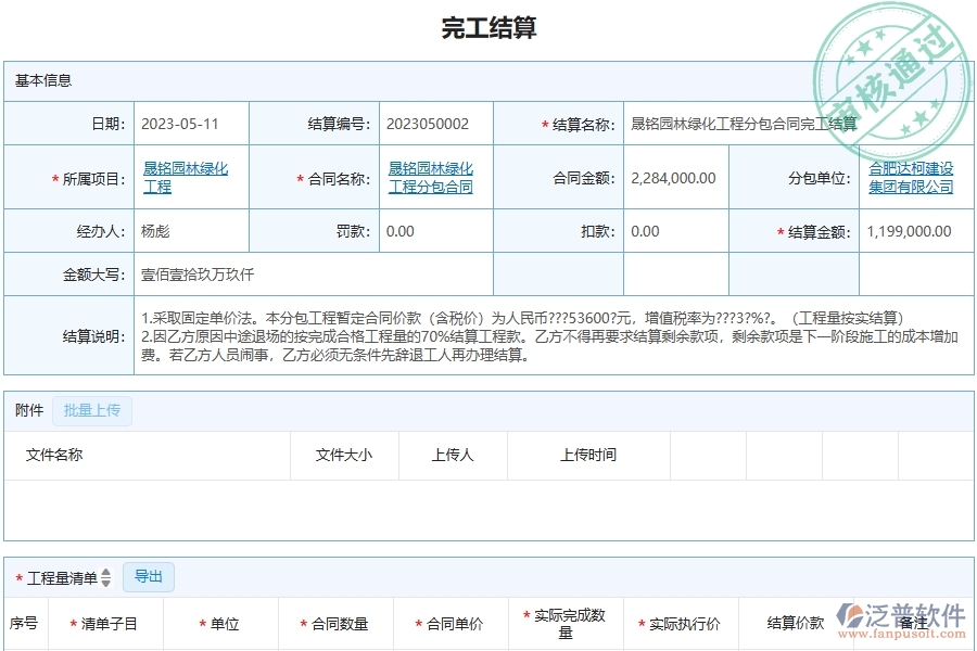 三、泛普軟件-園林工程管理系統(tǒng)中分包完工結(jié)算的注意事項(xiàng)