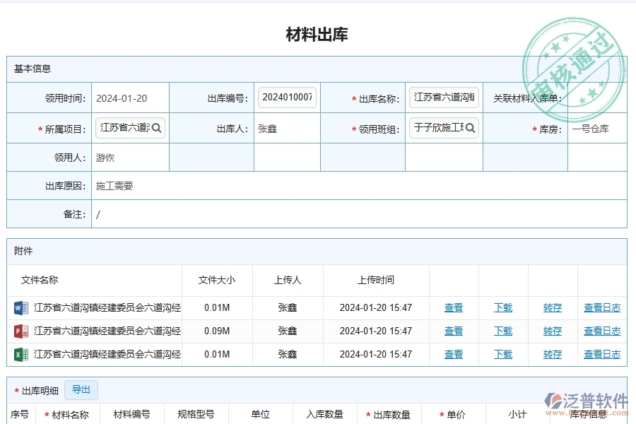 泛普軟件-路橋工程企業(yè)管理系統(tǒng)中材料出庫(kù)的管控點(diǎn)及作用