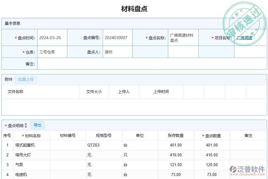 泛普軟件-公路工程項目管理系統(tǒng)在材料盤點中的價值