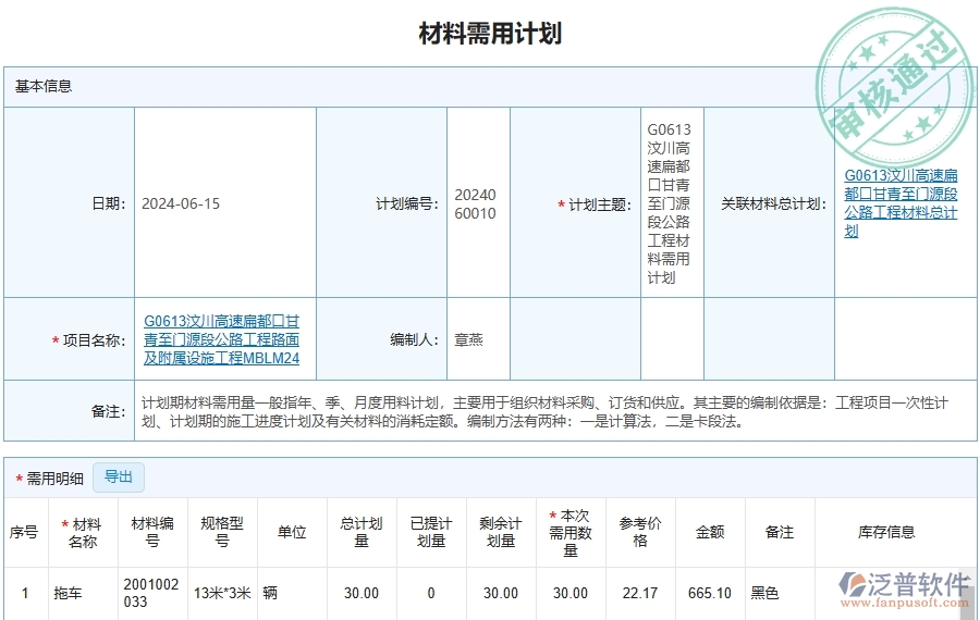 泛普軟件-路橋工程企業(yè)管理系統(tǒng)中材料全過程報表的注意事項