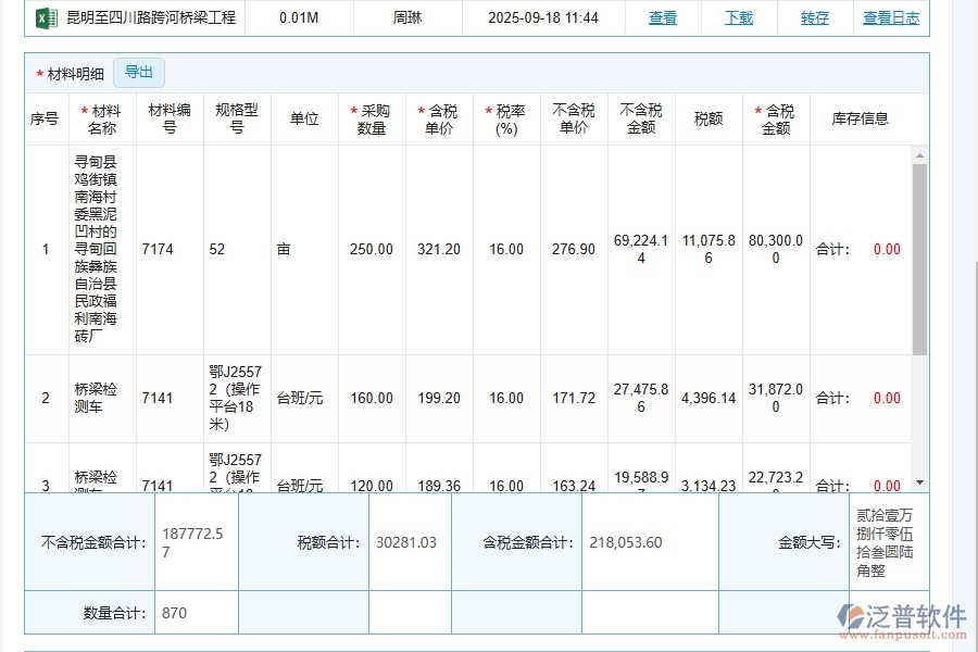 路橋工程材料采購(gòu)合同履行管理列表詳細(xì)內(nèi)容