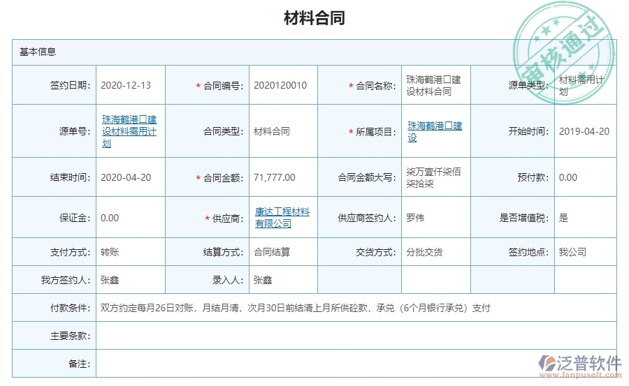 三、泛普軟件-幕墻工程材料合同明細(xì)查詢(xún)管理系統(tǒng)對(duì)企業(yè)經(jīng)營(yíng)的價(jià)值