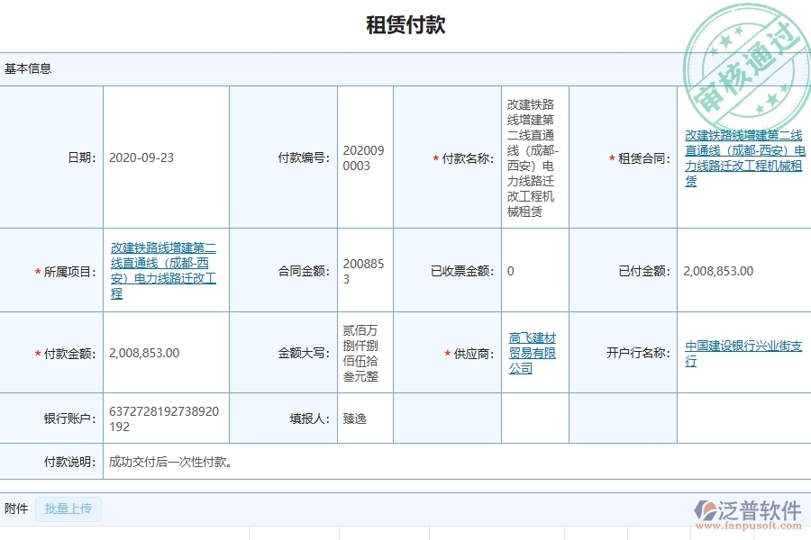 三、泛普軟件-弱電工程企業(yè)管理系統(tǒng)中租賃付款管理的主要內(nèi)容