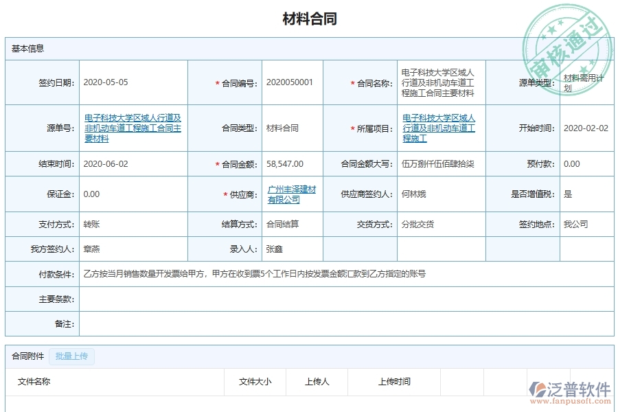 泛普軟件-市政工程企業(yè)管理系統(tǒng)中施工材料采購合同管理的核心功能