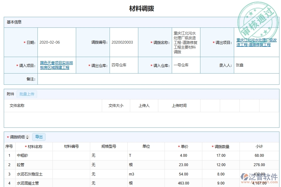 泛普軟件-市政工程管理系統(tǒng)中材料物資調(diào)撥明細(xì)管理的注意事項(xiàng)