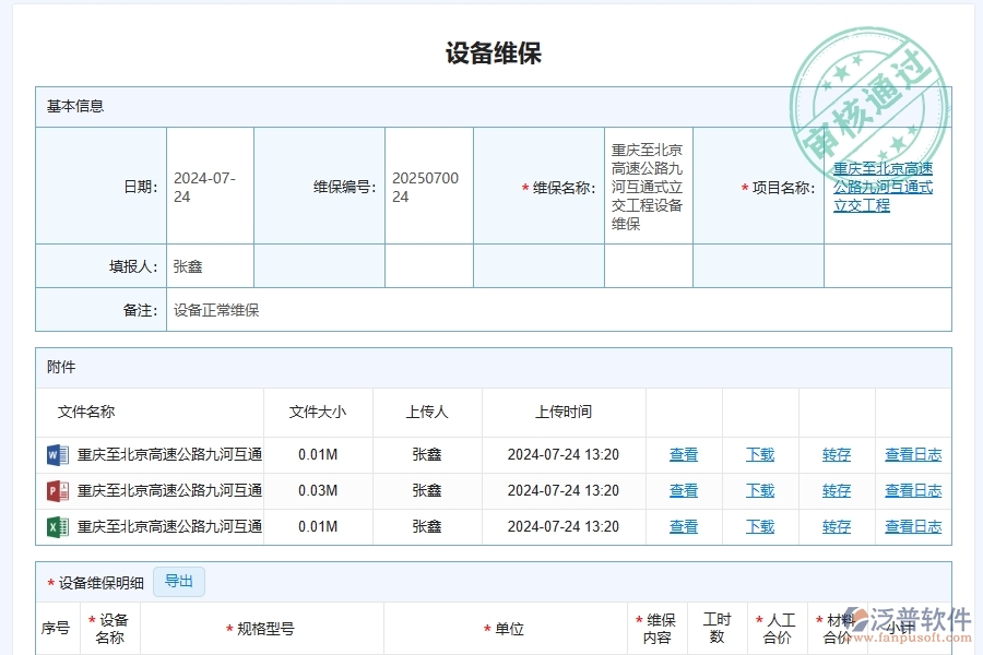 泛普軟件-路橋工程企業(yè)管理系統(tǒng)中設備保養(yǎng)管理的核心功能