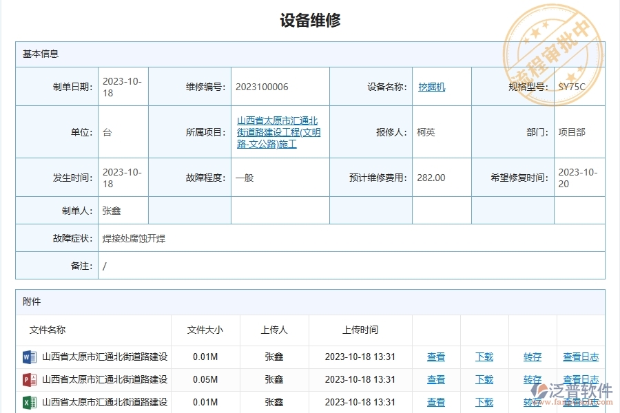 路橋工程企業(yè)設(shè)備使用維修保養(yǎng)管理列表主要內(nèi)容