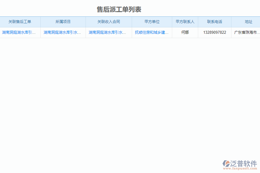 泛普軟件-市政企業(yè)管理系統(tǒng)中售后派工單列表的價值