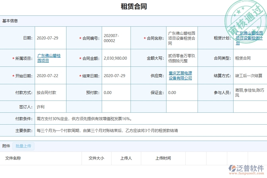 三、泛普軟件-幕墻工程管理系統(tǒng)中租賃合同報(bào)表的注意事項(xiàng)